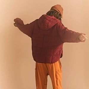 Free People Pippa Packable Pullover Puffer - Cherry Berry RED - Medium
